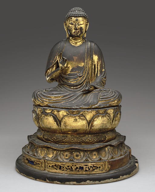 A Lacquered Wood Seated Figure of Amida Buddha
