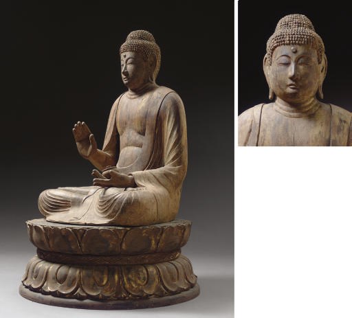 A Wood Seated Figure of Yakushi Nyorai (Bhaisajyaguru)