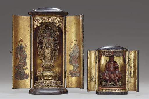 Two Miniature Portable Shrines (Zushi)