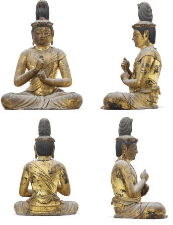 A Highly Important Wood Sculpture of Dainichi Nyorai (Mahavairocana)