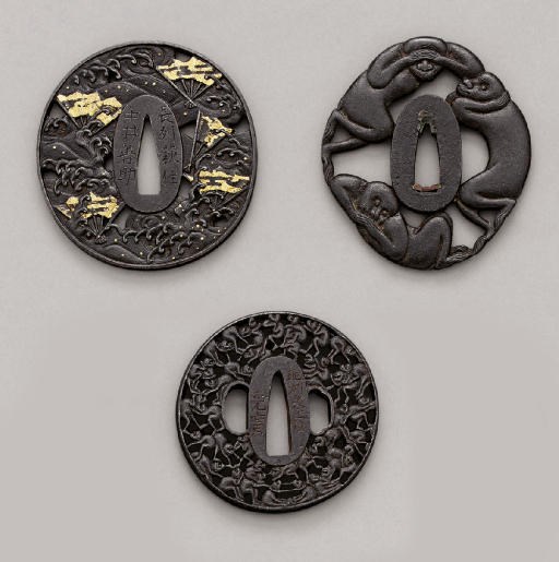 A Choshu Tsuba, a Yagami Tsuba and an iron Sukashi Tsuba