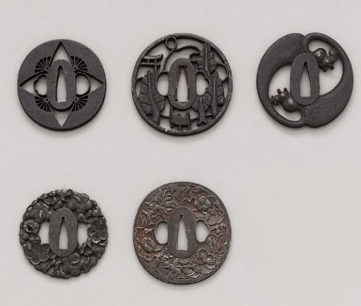 An Akao School Tsuba, Three Echizen Tsuba and an Iron Tsuba