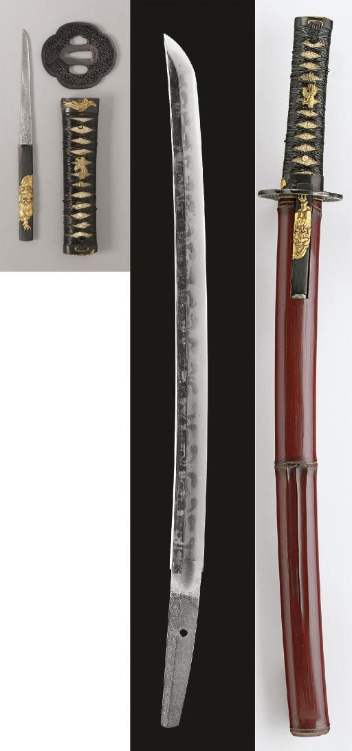 A Wakizashi in Red-Lacquer Koshirae