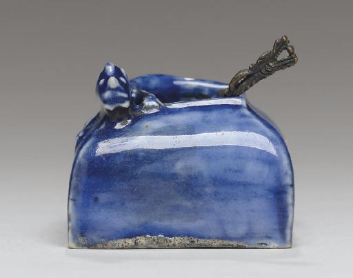 A Blue-Decorated Porcelain Ink Container