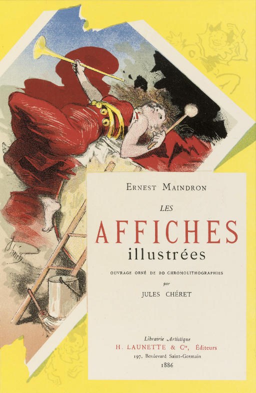 MAINDRON, Ernest (1838-1908), and others.  Les Affiches illustrées. Paris: H. Launette & Cie. and others, 1886-97. 3 volumes, 4°. Half titles, additional lithographed titles, titles printed in red and black, coloured plates of posters lithographed by Jules Chéret and others, illustrations, many full-page (occasional light spotting and staining). Later red morocco-backed marbled boards, spines with raised bands, lettered in gilt, top edges gilt, others uncut (corners a little rubbed). Volume One: NUMBER 56 OF 500 COPIES "SUR PAPIER VÉLIN." Volume Two: NUMBER 776 OF 1,000 COPIES "SUR PAPIER VÉLIN." Volume Three: NUMBER 803 OF 1,000 COPIES "SUR PAPIER VÉLIN." A HANDSOME SET OF THIS IMPORTANT WORK ON POSTER ART.	 (3)