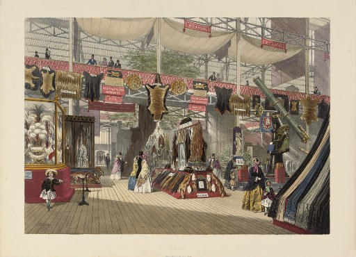 Dickinsons' Comprehensive Pictures of the Great Exhibition of 1851. From the Originals Painted for H.R.H. Prince Albert. London: Dickinson Brothers, 1854]. 2° (565 x 420mm). 38 coloured lithographed plates by Nash, Haghe and Roberts only (of 55, lacking plates 1 - 3, 28 - 29, 40 - 43, 45, 47 and 50 - 55 as numbered in Abbey). Disbound in later black cloth portfolio, ties. Abbey Scenery 251. Sold as a collection of plates, not subject to return.