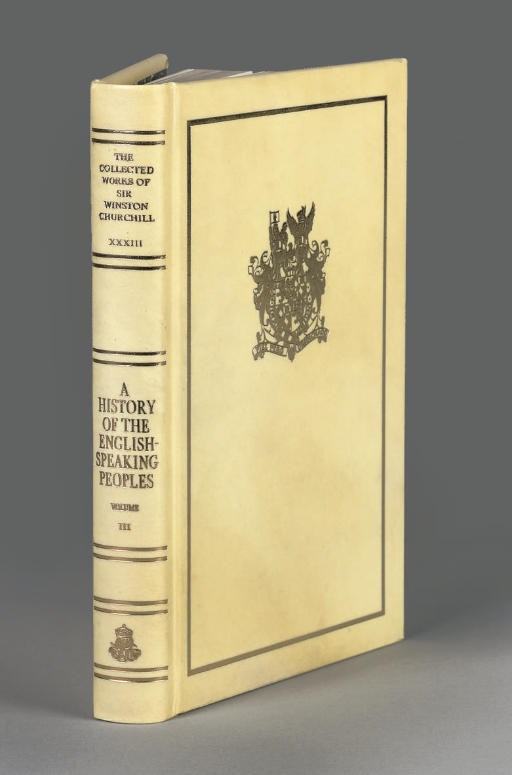 CHURCHILL, Winston Spencer (1874-1965).  The Collected Works, edited by Frederick Woods. London: Library of Imperial History, [1973-76]. 34 volumes, 8°. Half titles, half tone plates, maps, some folding, limitation slips loosely-inserted. Original armorial vellum gilt, gilt edges, green cloth slipcases. CENTENARY EDITION. NUMBER 856 OF 3,000 COPIES.	 (34)