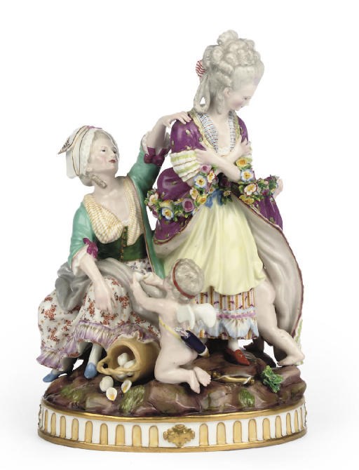 A MEISSEN GROUP OF 'THE BROKEN EGGS'