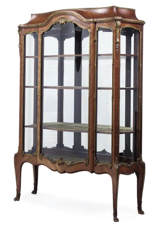 A FRENCH GILT-METAL MOUNTED KINGWOOD VITRINE