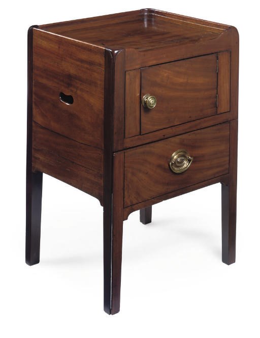 A GEORGE IV MAHOGANY AND EBONISED BEDSIDE CUPBOARD