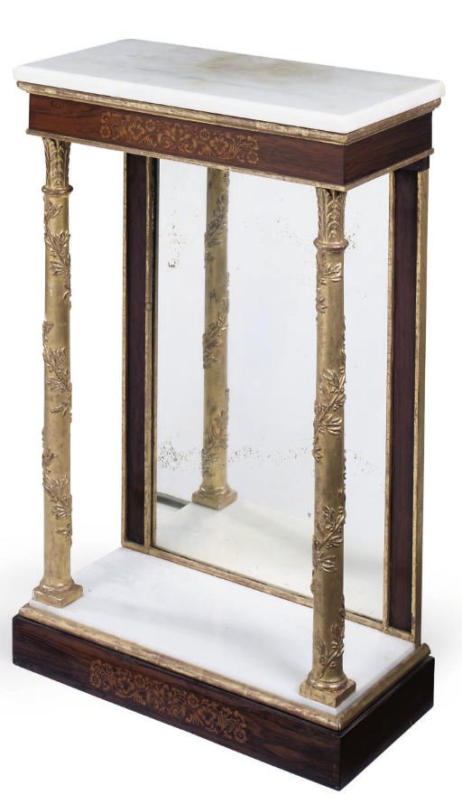 A ROSEWOOD AND PARCEL GILT CONSOLE TABLE