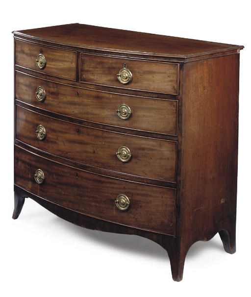 A GEORGE III MAHOGANY BOWFRONT CHEST