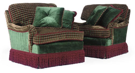 A PAIR OF GEORGE SMITH ARMCHAIRS