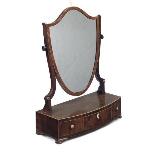 A GEORGE III MAHOGANY DRESSING MIRROR