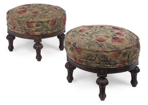 A PAIR OF MID VICTORIAN WALNUT FOOSTOOLS