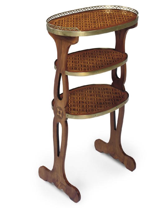 A LOUIS XVI TULIPWOOD AND PARQUETRY ETAGERE