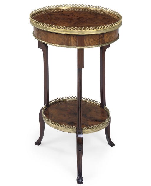 A NAPOLEON III ORMOLU MOUNTED BURR WALNUT GUERIDON
