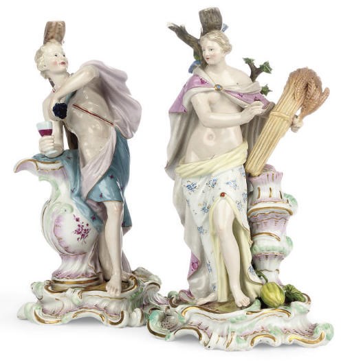 A PAIR OF MEISSEN ALLEGORICAL FIGURES