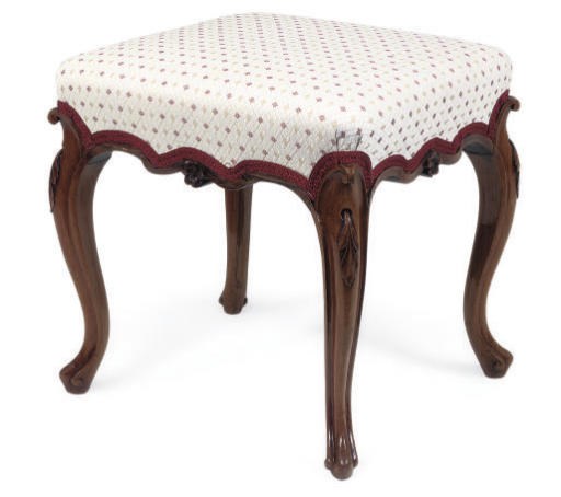 A MID VICTORIAN WALNUT STOOL