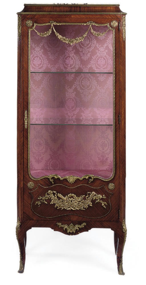 A FRENCH GILT-METAL MOUNTED KINGWOOD VITRINE