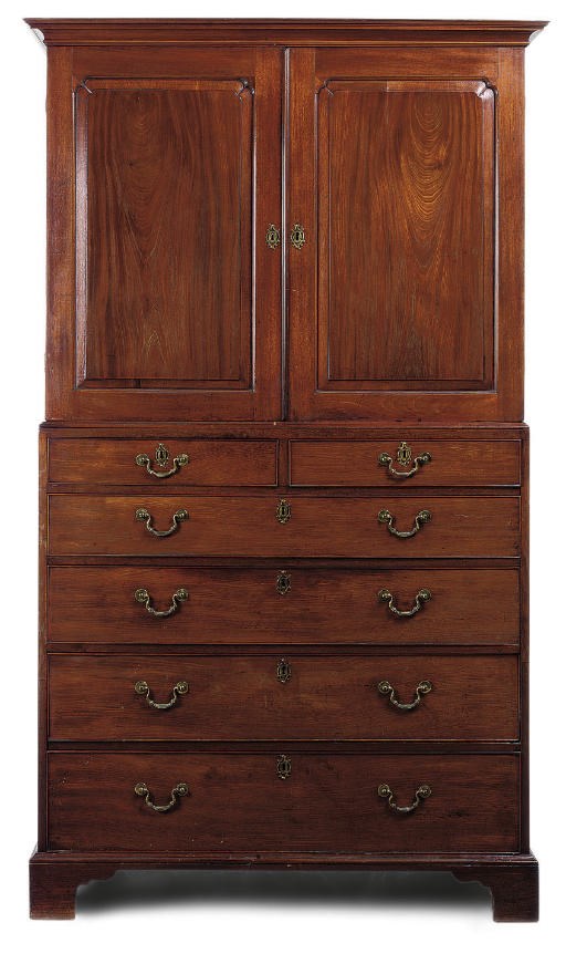 A GEORGE III MAHOGANY CLOTHES-PRESS