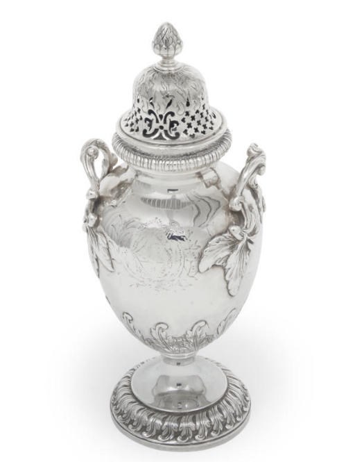 A GEORGE III SILVER SUGAR VASE