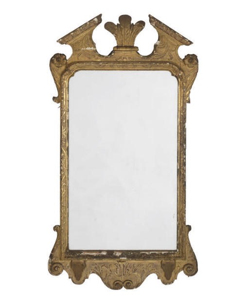 A GEORGE II GILTWOOD AND GESSO MIRROR