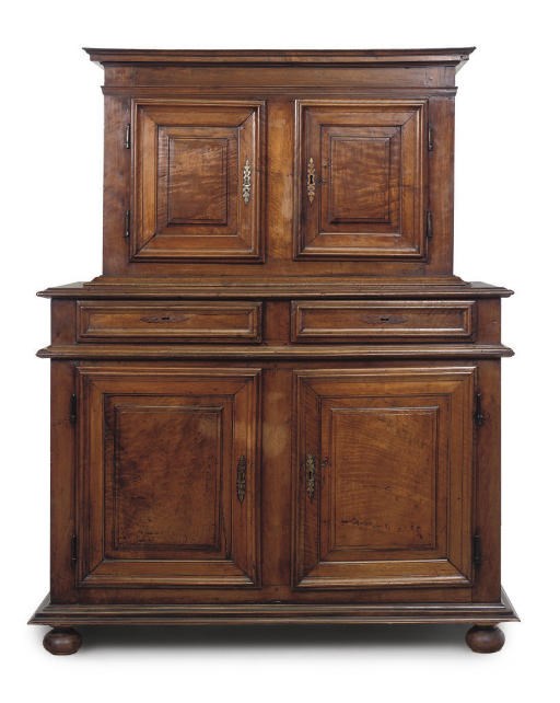 A FRENCH WALNUT BUFFET-A-DEUX-CORPS
