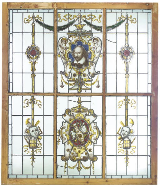 A VICTORIAN STAINED AND LEADED GLASS PANEL