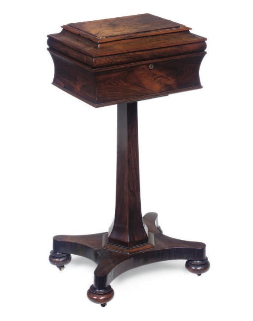 A WILLIAM IV ROSEWOOD TEAPOY