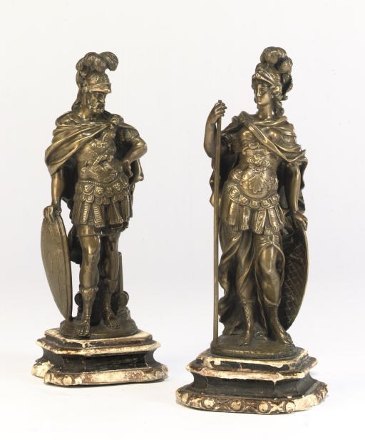 A PAIR OF FRENCH BRONZE FIGURES REPRESENTING MARS AND MINERVA