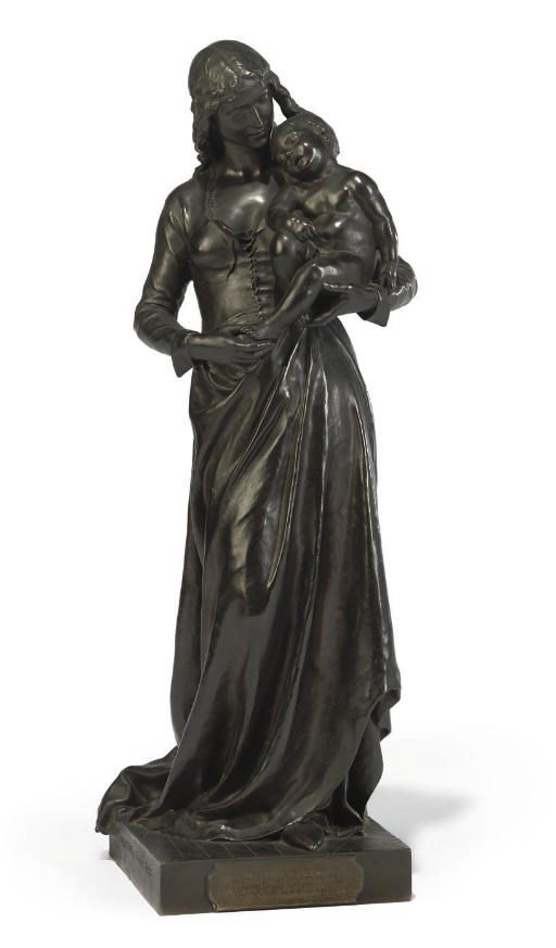 A FRENCH BRONZE MOTHER AND CHILD DEPICTING 'CLOTILDE DE SURVILLE'