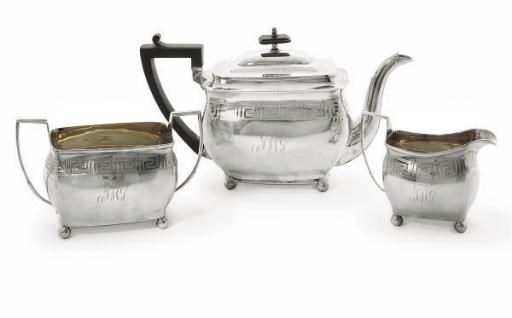 A MATCHED GEORGE III SILVER 3-PIECE TEASET
