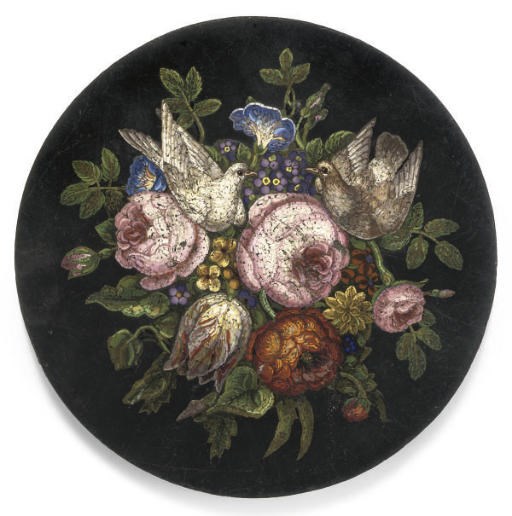 A ROMAN MICROMOSAIC AND BLACK MARBLE PAPERWEIGHT