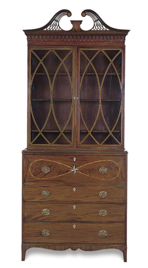 A GEORGE III MAHOGANY SECRETAIRE BOOKCASE