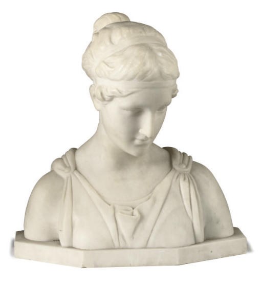 AN ITALIAN ALABASTER BUST OF A YOUNG WOMAN