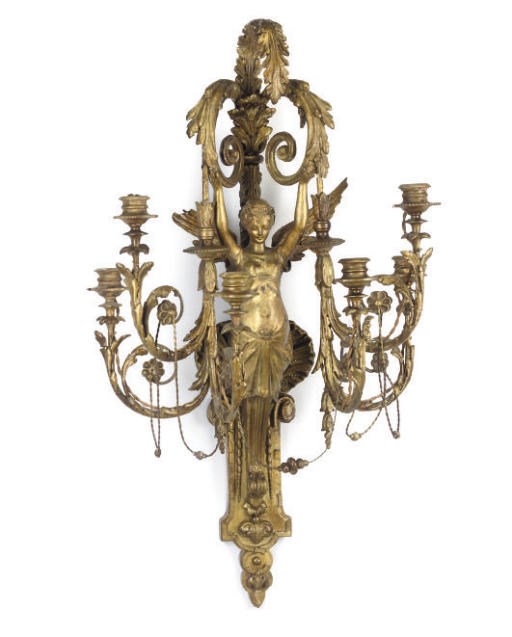 A FRENCH GILTWOOD AND GESSO SIX-LIGHT WALL APPLIQUE