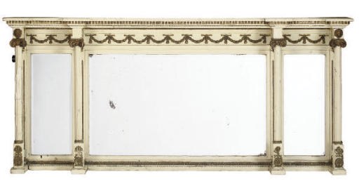 A REGENCY PAINTED OVERMANTEL MIRROR