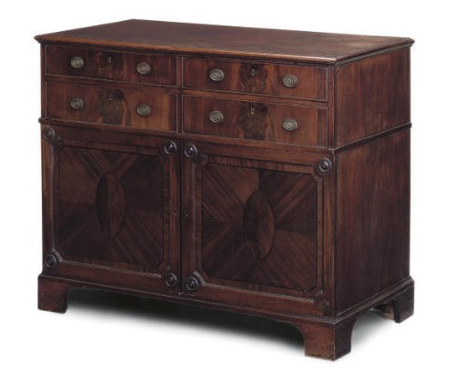 A GEORGE III MAHOGANY SIDE CABINET