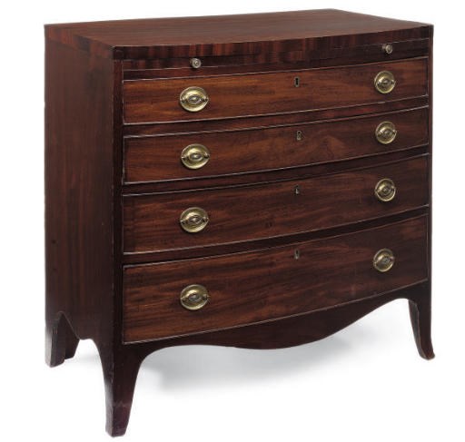A REGENCY MAHOGANY BOWFRONT CHEST