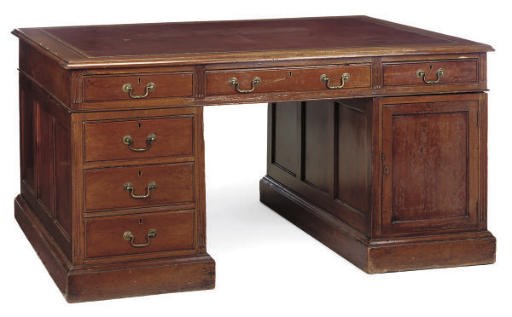 A MAHOGANY PARTNERS' PEDESTAL DESK