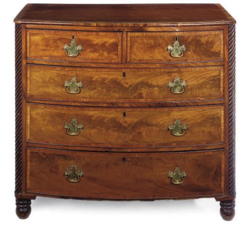 A REGENCY MAHOGANY BOWFRONT CHEST