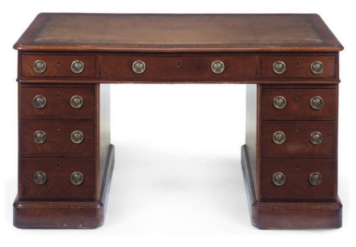 A LATE VICTORIAN PEDESTAL DESK