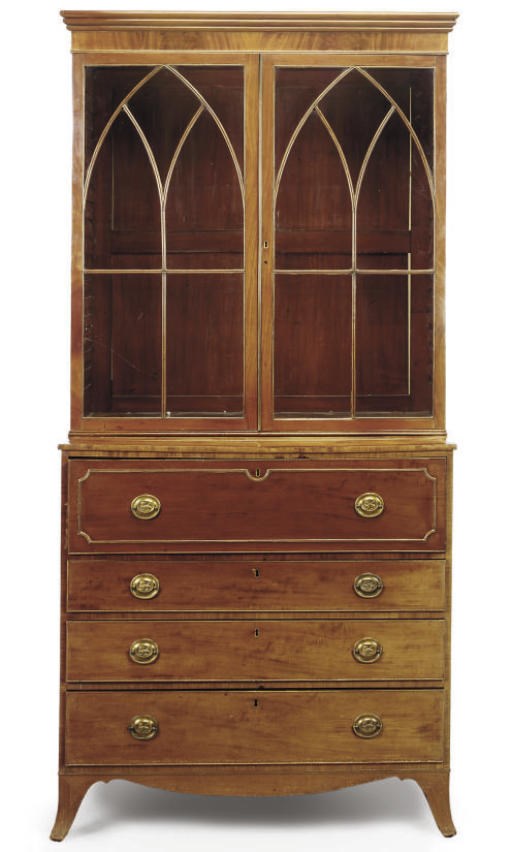 A REGENCY MAHOGANY SECRETAIRE BOOKCASE