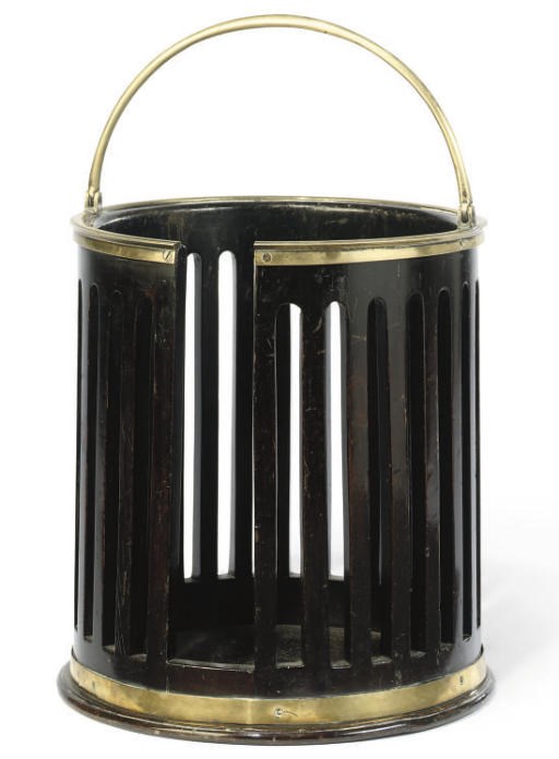 A BRASS MOUNTED MAHOGANY PLATE BUCKET