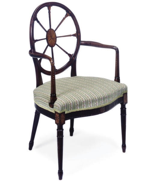 A GEORGE III MAHOGANY SIDE ARMCHAIR