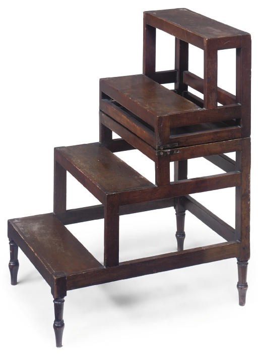A SET OF EARLY VICTORIAN MAHOGANY LIBRARY STEPS