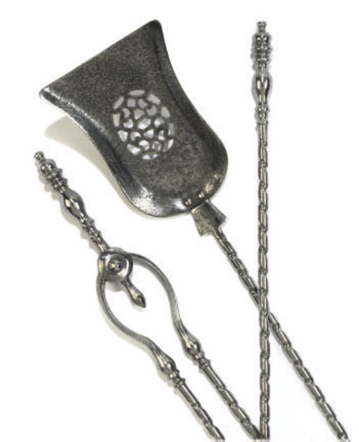 A SET OF THREE VICTORIAN STEEL FIRE-TOOLS
