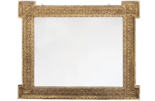 A GILTWOOD AND COMPOSITION MIRROR