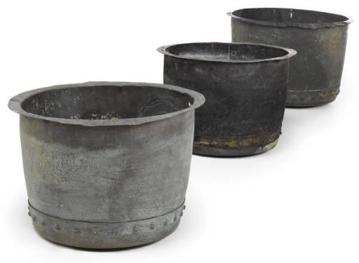 A GROUP OF THREE COPPER VATS